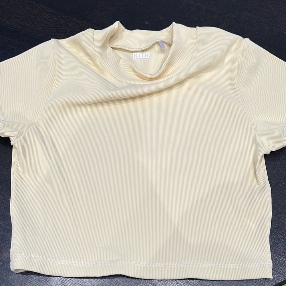 Kith Cream Ribbed Crop Top